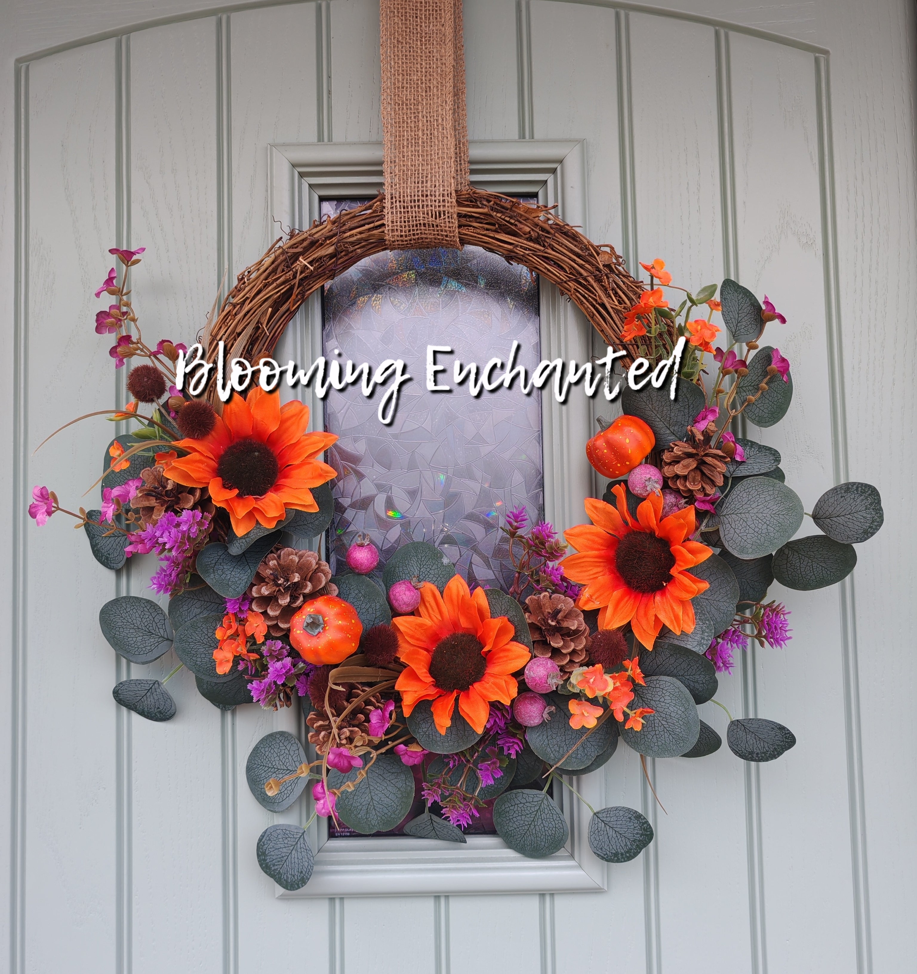Orange & pink rattan wreath