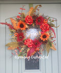 Orange & reds autumn burst wreath