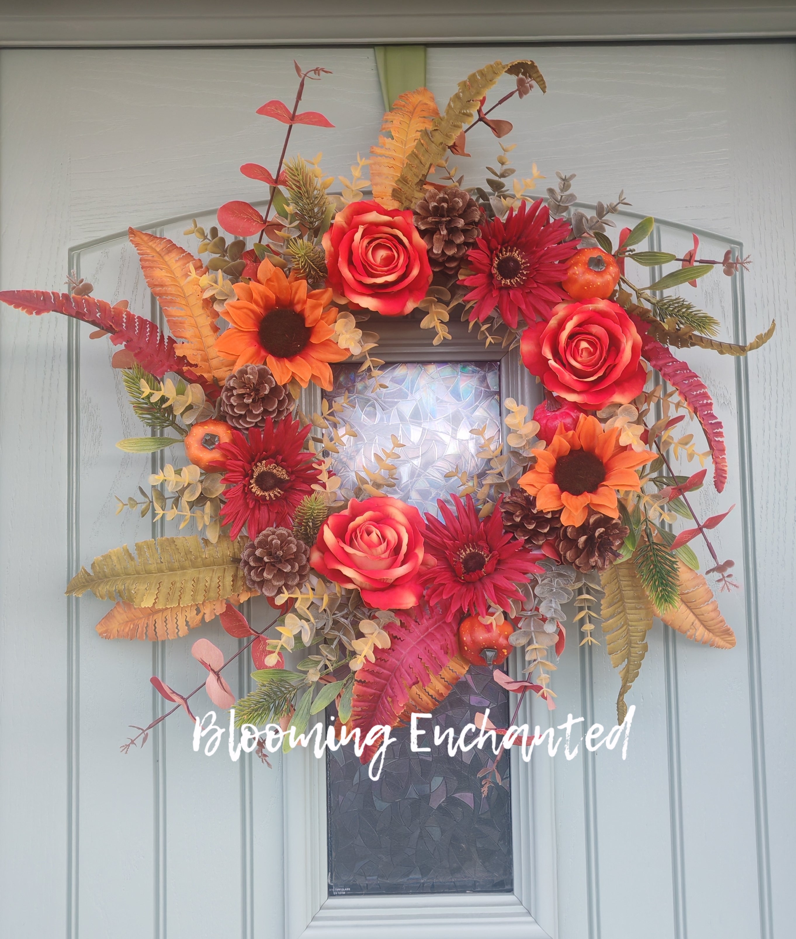 Orange & reds autumn burst wreath